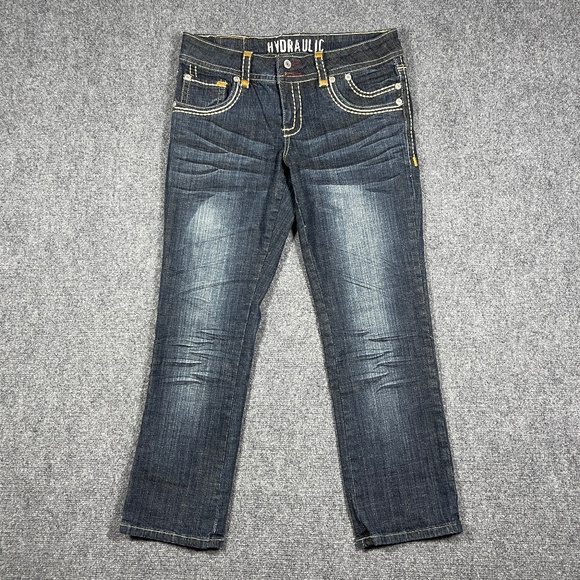 Vintage Y2K Hydraulic Low Rise Bootcut Jeans Dark Wash Womens Size 28 0846 - Picture 2 of 10